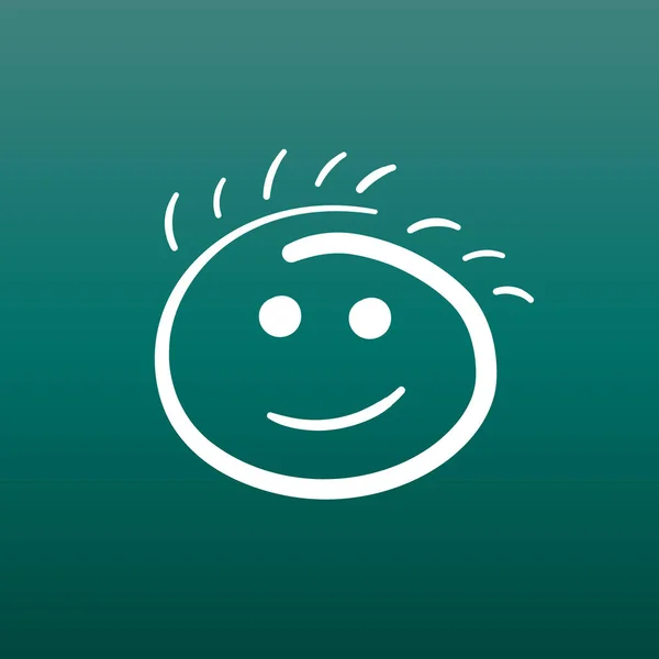 Enkla leende vektor ikonen. Handritad ansikte doodle illustration på grön bakgrund. — Stock vektor