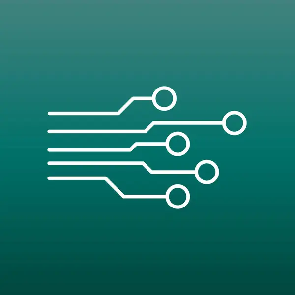 Icono de placa de circuito. Esquema tecnológico símbolo vector plano ilustración sobre fondo verde . — Vector de stock