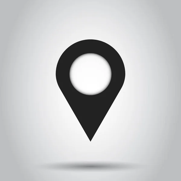 Vetor de ícone de pino. Sinal de localização em estilo plano isolado em fundo cinza. Mapa de navegação, conceito de GPS . —  Vetores de Stock