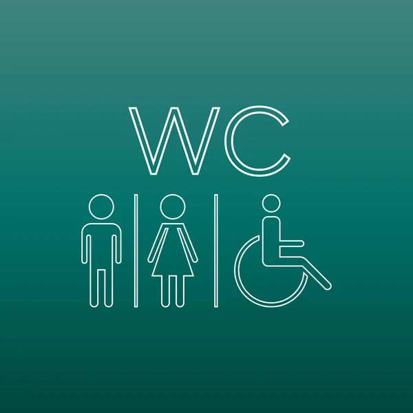 WC, Toaleta linie vektorové ikony. Muži a ženy podepsat pro toaletu na zeleném pozadí. — Stockový vektor