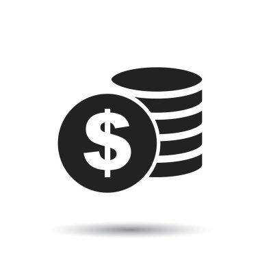 Para simgesi beyaz arka plan üzerinde. Paralar düz stil resimde vektör. Simgeleri tasarım, Web sitesi.