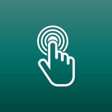 Burada simgesini tıklatın. El imleç işaretleri. Beyaz düğme düz vektör çizim.