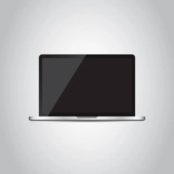 Laptop mit Flachbildschirm-Symbol. Computervektordarstellung auf grauem Hintergrund. — Stockvektor