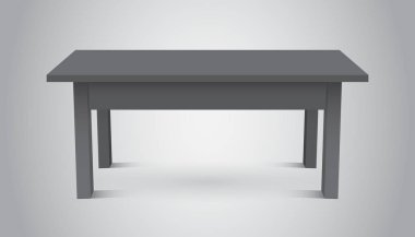 3D tablo nesne tanıtımı için vektör. Gri arka plan üzerinde boş karanlık üst tablo.