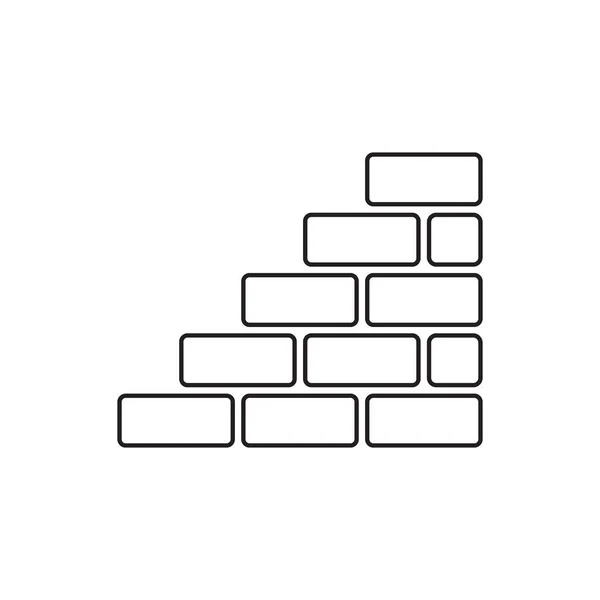 평면 스타일 흰색 배경에 고립 벽 벽돌 아이콘. 벽 선 스타일에 기호 그림. — 스톡 벡터