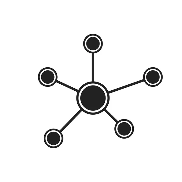 Red social, molécula, icono de ADN en estilo plano. Ilustración vectorial . — Vector de stock