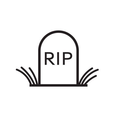 Cadılar Bayramı çizgi stili mezar simgesinde. Mezar taşı vektör çizim. RIP mezar taşı düz simgesi.