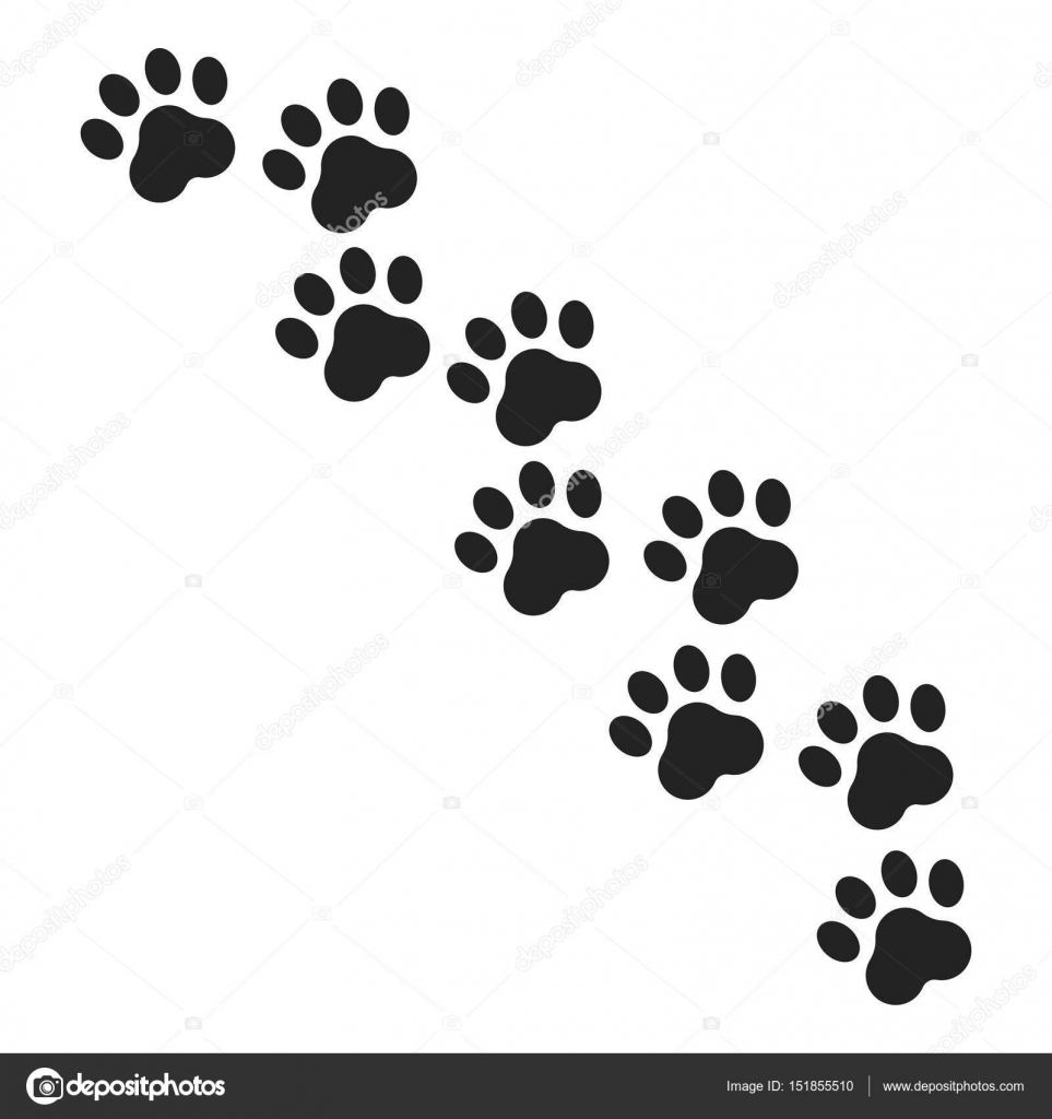 Icono de vector de huella en el estilo de línea. El perro o gato
