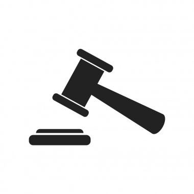 Açık artırma çekiç vektör simgesi. Mahkeme mahkeme düz simgesi.