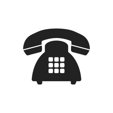 Telefon vektör simgesi. Eski vintage telefon simgesi illüstrasyon.