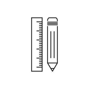 Pencil with ruler icon. Ruler meter vector illustration. clipart