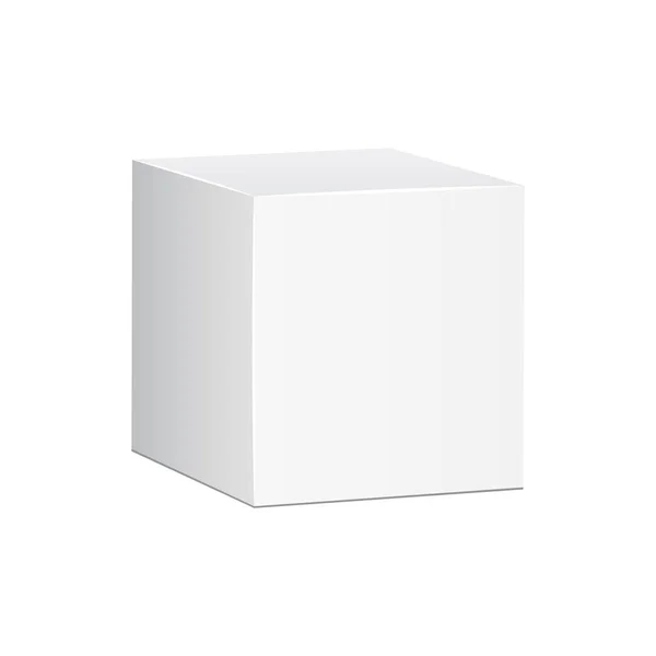 Blank white carton 3d box icon. Box package mockup vector illustration. — Stock Vector