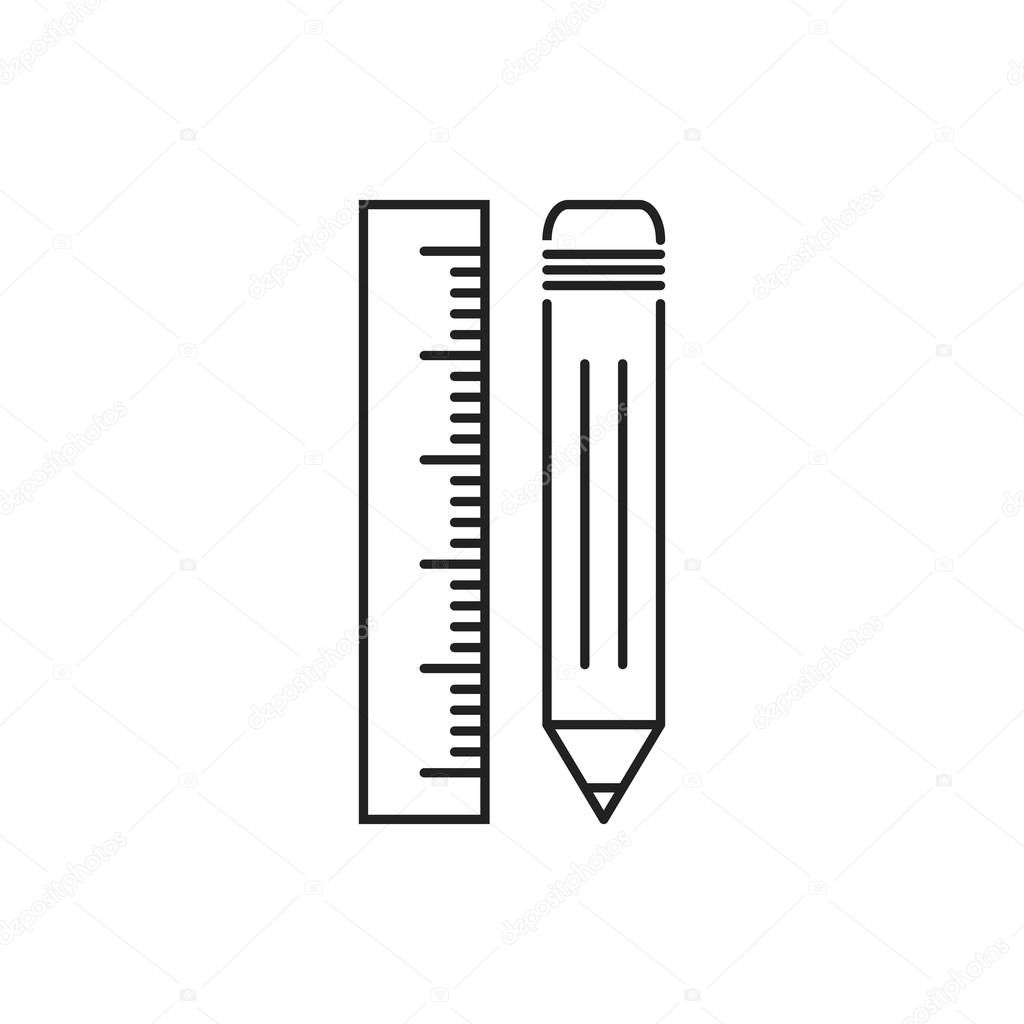 Pencil with ruler icon. Ruler meter vector illustration.