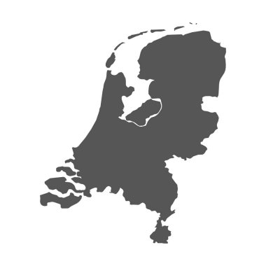 Hollanda vektör harita. Beyaz arka planda siyah simgesi.