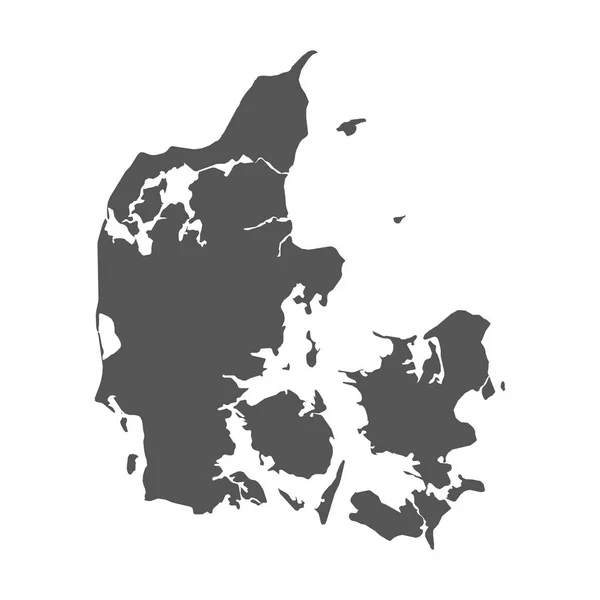 デンマークのベクター マップ。白い背景の黒いアイコン. — ストックベクタ