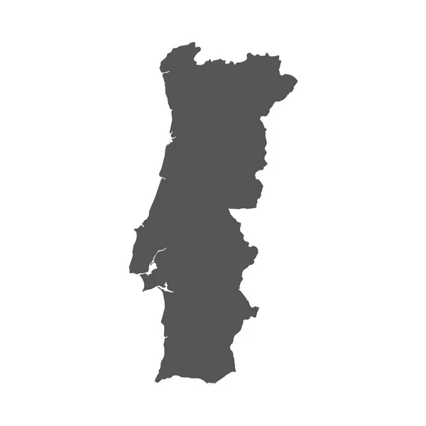 De kaart van de vector van Portugal. Zwarte pictogram op witte achtergrond. — Stockvector