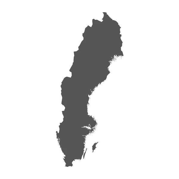 De kaart van de vector van Zweden. Zwarte pictogram op witte achtergrond. — Stockvector