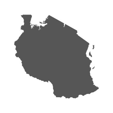 Tanzanya vektör harita. Beyaz arka planda siyah simgesi.