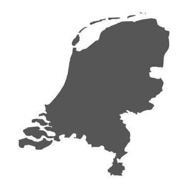 Hollanda vektör harita. Beyaz arka planda siyah simgesi.