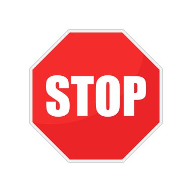 Kırmızı dur işareti vektör simgesi. Tehlike sembolü vektör çizim.