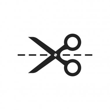 Kesik çizgi ile makas simgesi. Makas vektör çizim.