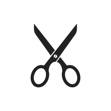 Makas düz simgesi. Makas vektör çizim.