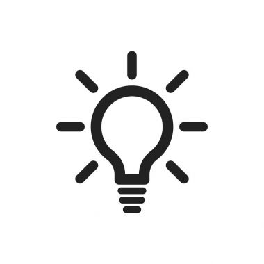 Ampul satır simge vektör. Elektrik lambası düz tarzı. Fikir işareti, çözüm, düşünme kavramı.