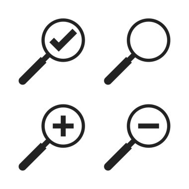 Büyüteç simgesini vektör kümesi. Büyüteç'te düz stil. Arama işareti kavramı.