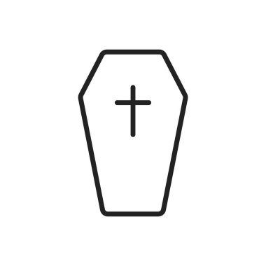 Cadılar Bayramı çizgi stili mezar simgesinde. Mezar taşı vektör çizim. RIP mezar taşı düz simgesi.