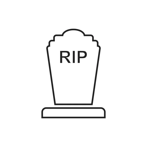Icono de la tumba de Halloween en estilo de línea. Ilustración vectorial lápida. Rip icono plano lápida . — Archivo Imágenes Vectoriales