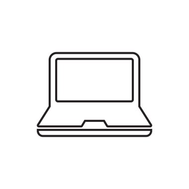 Bilgisayar dizüstü vektör çizim çizgi stili içinde. Monitör düz simgesini.