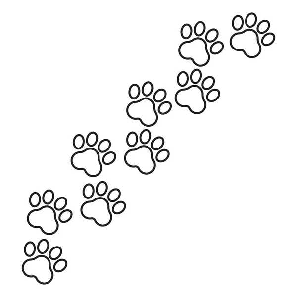 선 스타일에서 인쇄 벡터 아이콘 발 개 또는 고양이 pawprint 그림. 동물 실루엣. — 스톡 벡터