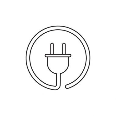 Çizgi stili vektör simgesi takın. Güç tel kablo düz illüstrasyon.