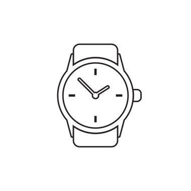 Çizgi stili vektör simgesi dikkat et. Saat düz illüstrasyon.