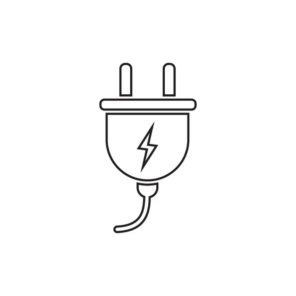 Plug vector icon in line style. Power wire cable flat illustration. — Stock Vector