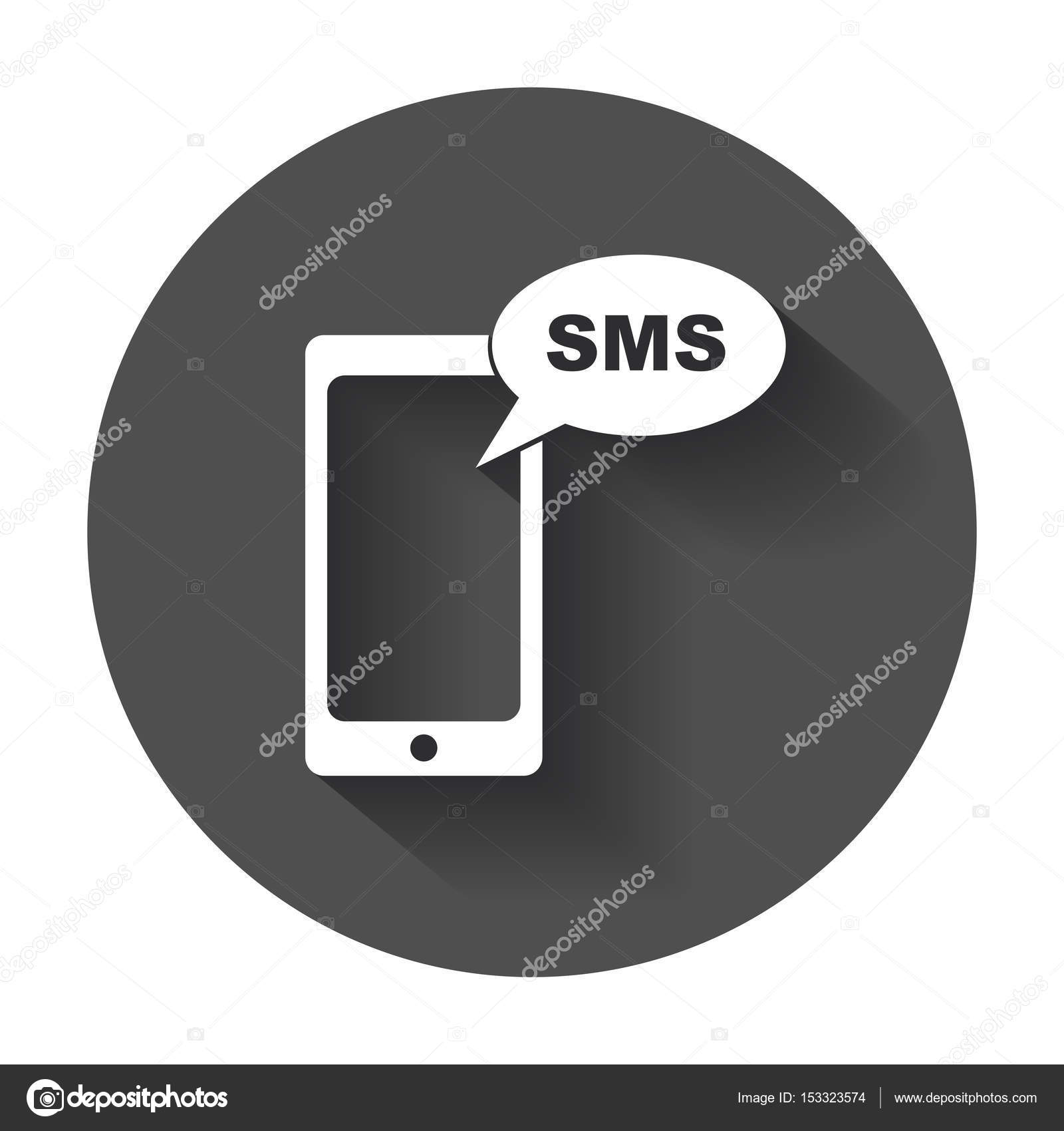 Flaches Smartphone-Symbol. SMS-Nachricht. Telefon mit langem