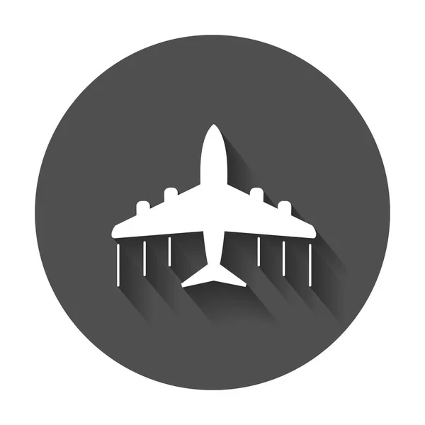 Letadlo ikona Vektor plochý. Letadlo s dlouhý stín. — Stockový vektor