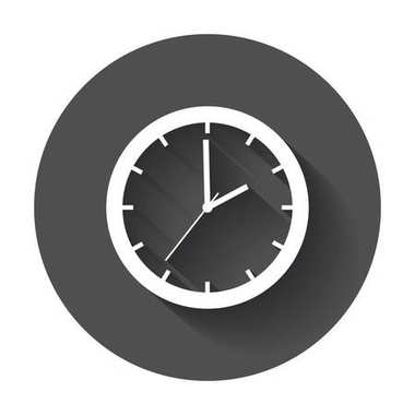 Simge vektör düz saat. Uzun gölge ile izlemek.