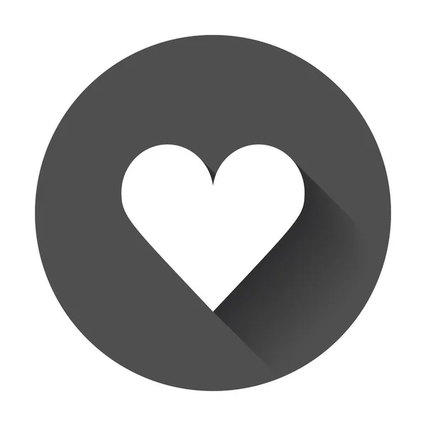 Heart Icon vector flat. Heart with long shadow. — Stock Vector