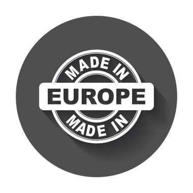 Avrupa'da yapılan. Vektör amblemi düz