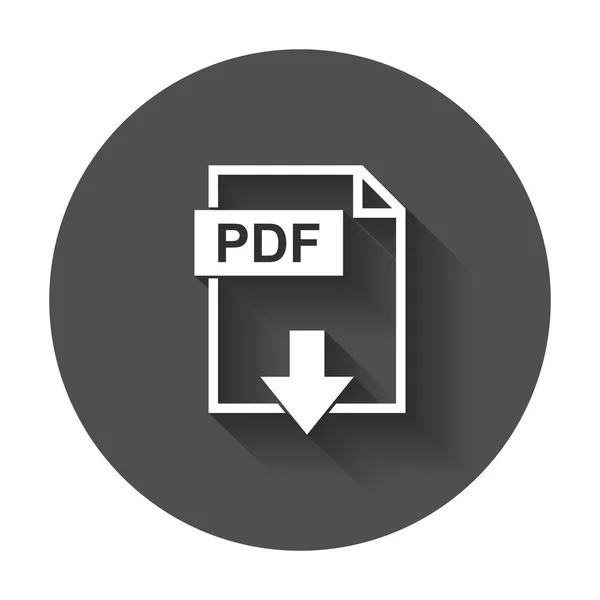 PDF-nedladdning filikonen. Flat vektor med långa skugga. — Stock vektor