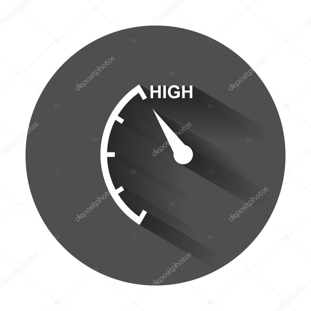 Speedometer, tachometer, fuel high level icon. Flat vector illustration with long shadow.
