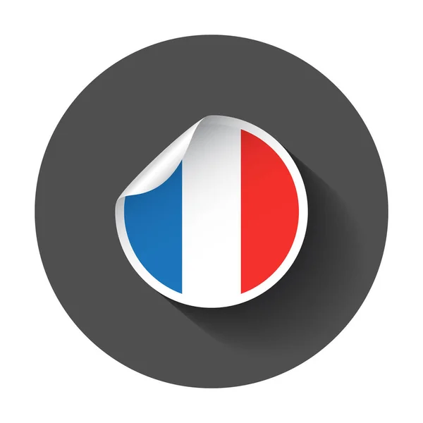 Pegatina de Francia con bandera. Ilustración vectorial con sombra larga . — Vector de stock