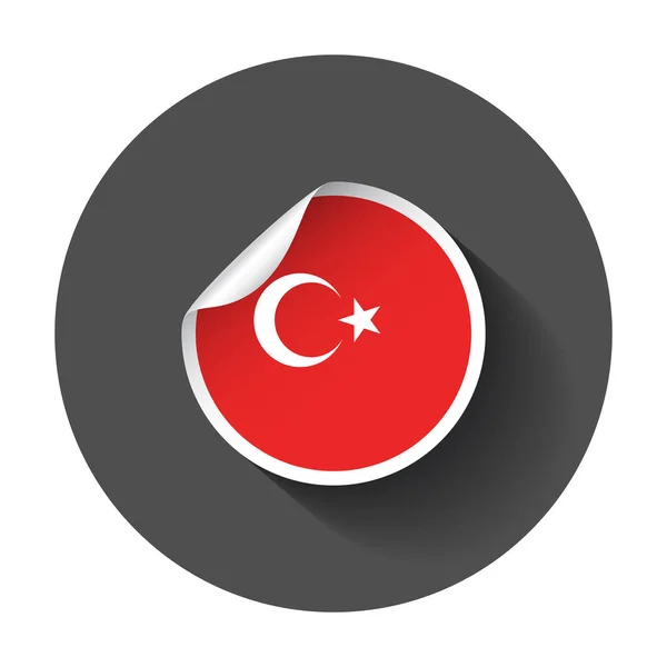 Turcja naklejki z flagą. Ilustracja wektorowa z długim cieniem. — Wektor stockowy