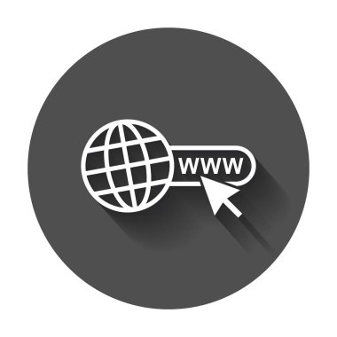 Web simgesini gidin. Internet düz vektör çizim uzun gölge ile Web sitesi için.