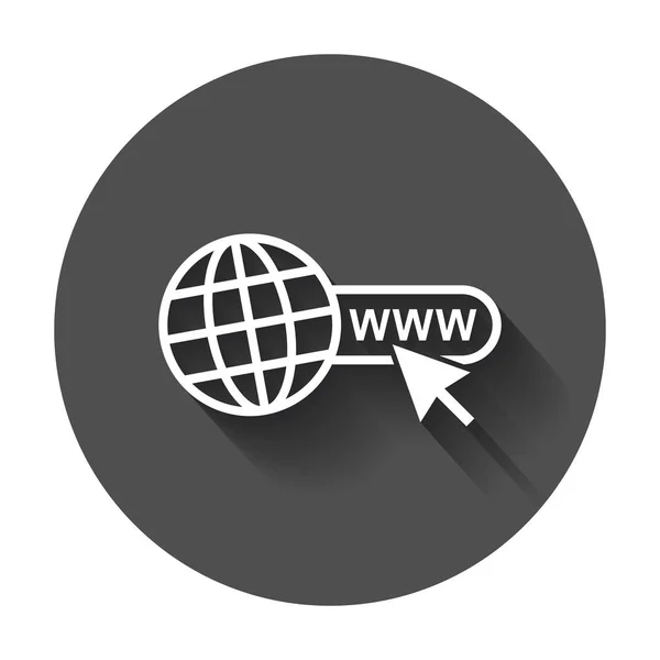 Vai all'icona web. Illustrazione vettoriale piatta Internet per sito web con lunga ombra . — Vettoriale Stock