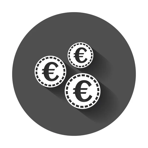 Icône pièces en euros. Illustration vectorielle avec ombre longue . — Image vectorielle