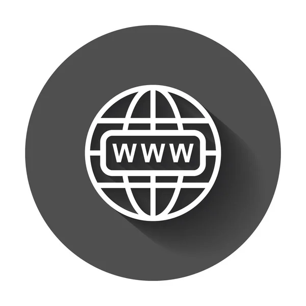 Pergi ke ikon web. Ilustrasi vektor flat internet untuk situs web dengan bayangan panjang . - Stok Vektor