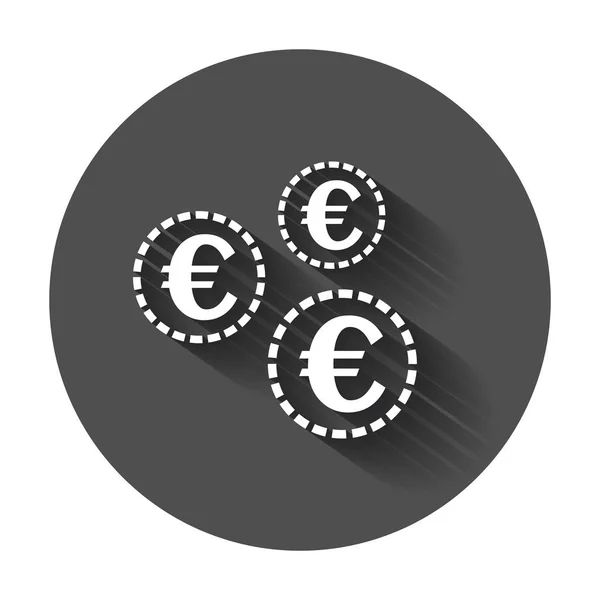 Icône pièces en euros. Illustration vectorielle avec ombre longue . — Image vectorielle