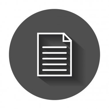 Belgeyi simge vektör düz tasarlamak. Uzun gölge izole belgeleri simgesiyle.